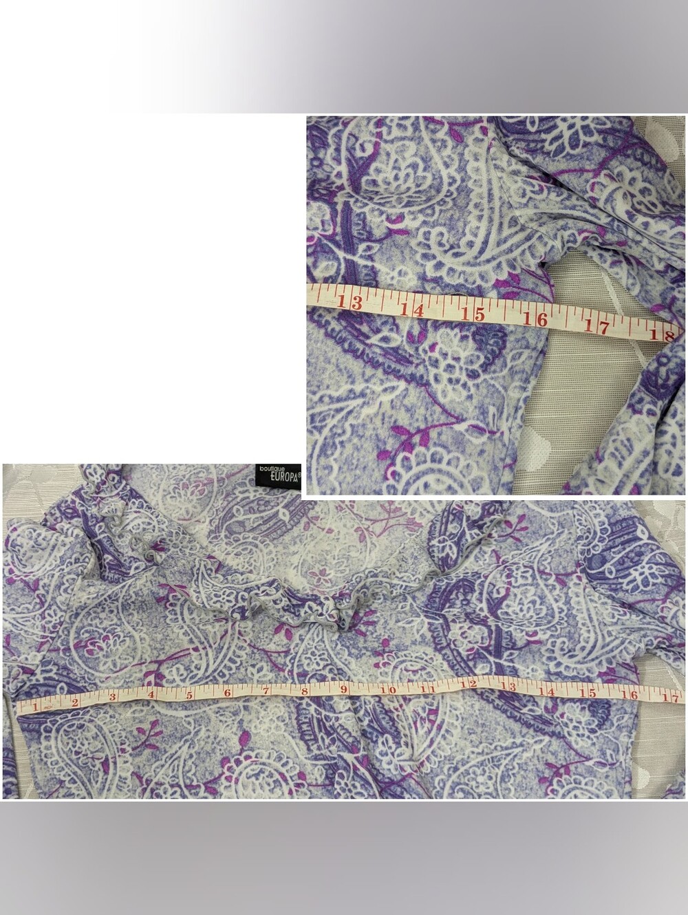 Boutique Europa Paisley Ruffle-Neck Blouse, Women's Small - Picture 5 of 8